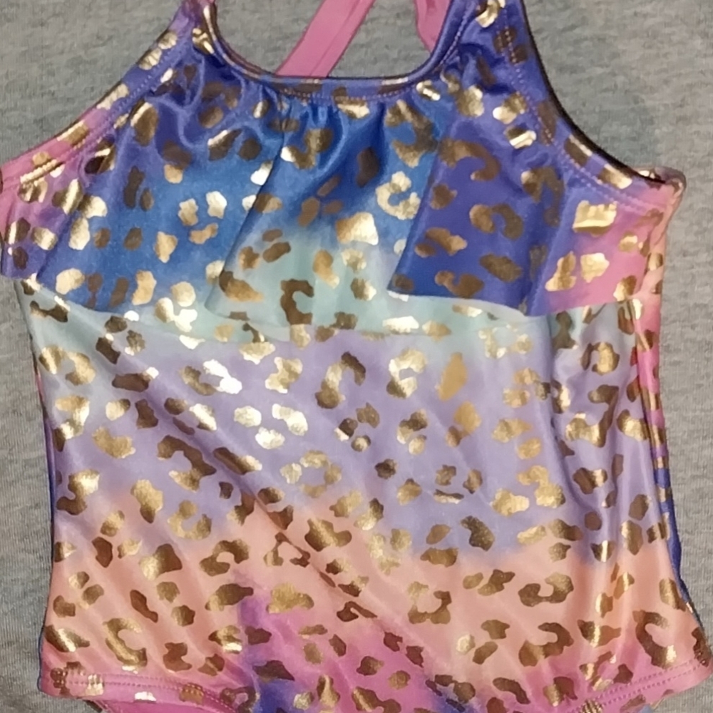 Angel Kids Swimsuit with Gold Leopard Print